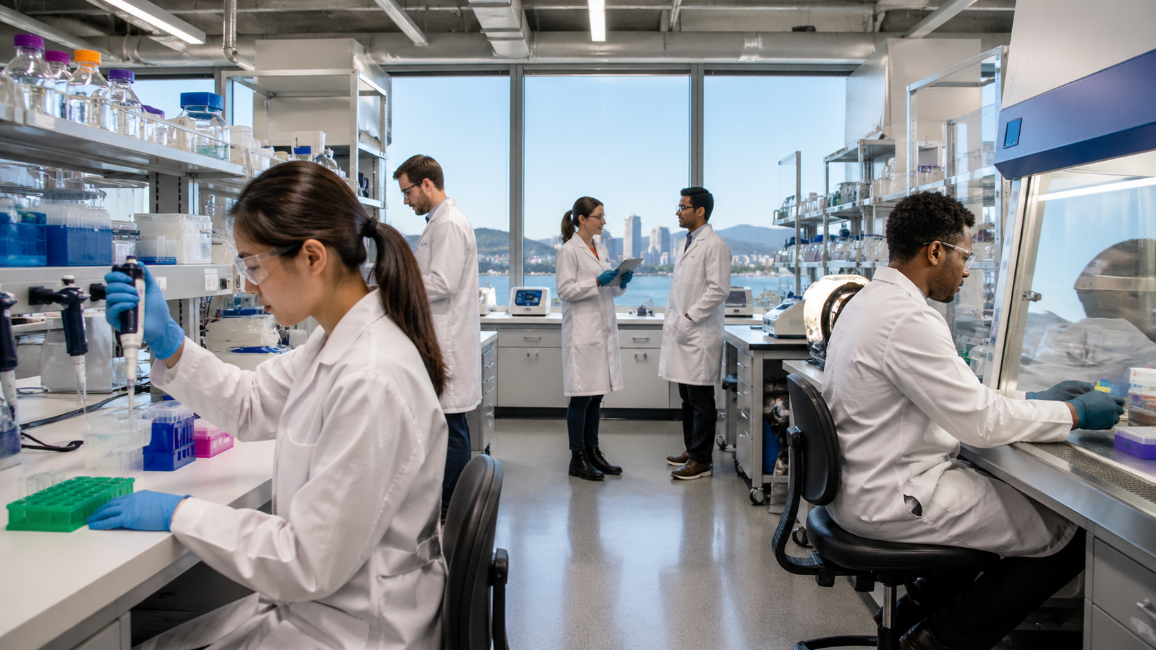 Scientists Working in Bay Area Biotech Incubator