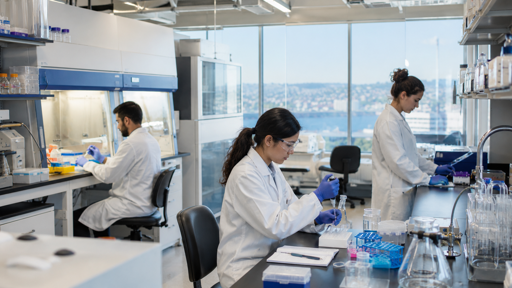 Scientists Working in Alameda Wet Lab