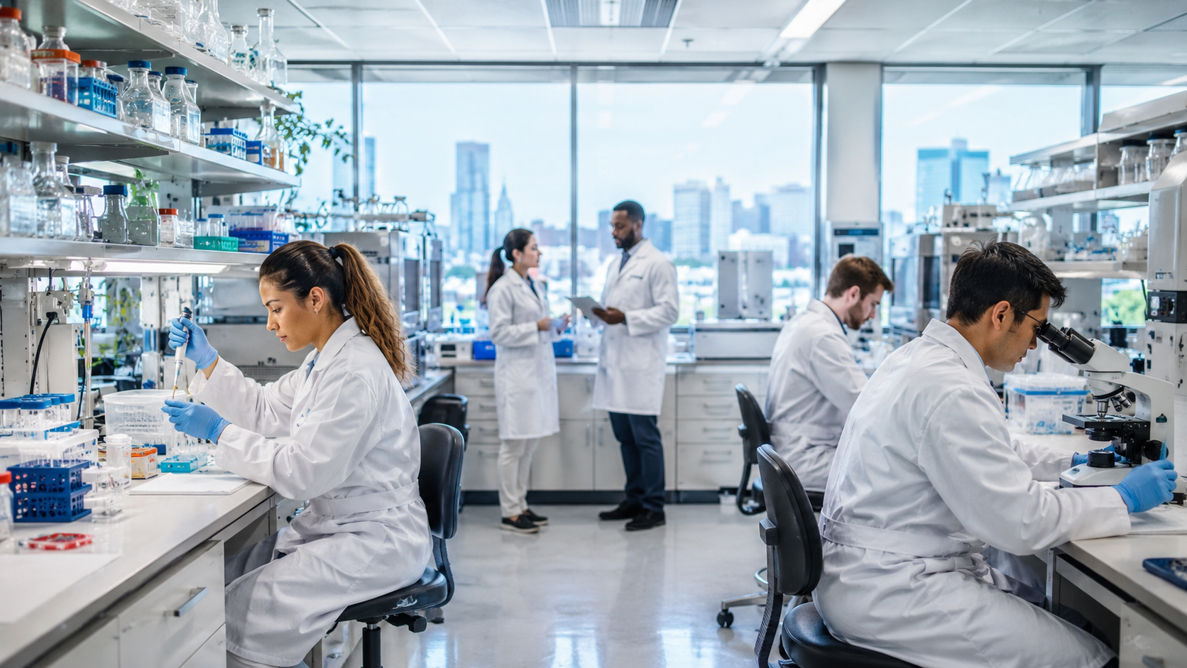 Scientists Working in Bay Area Biotech Lab