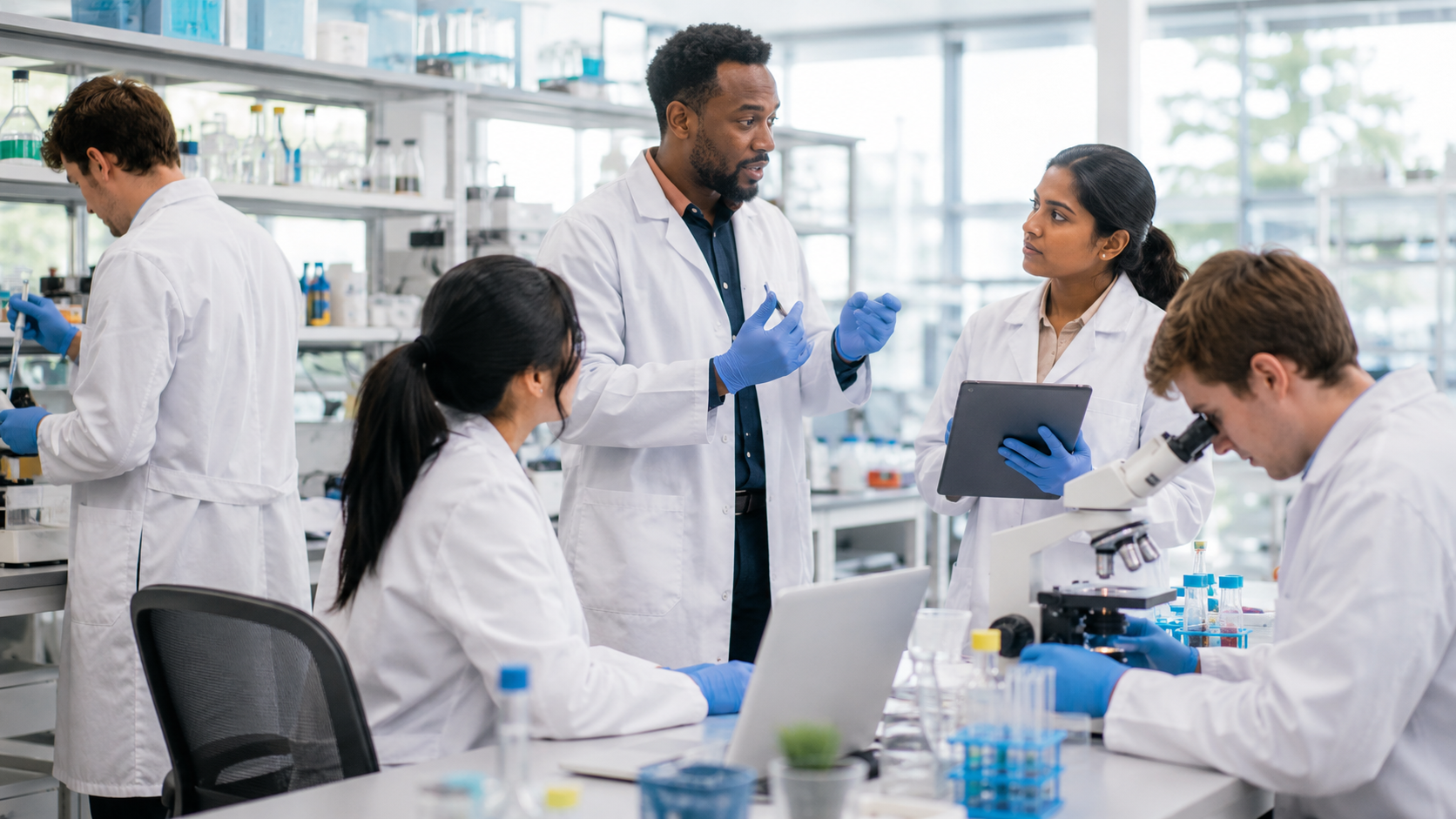 Founders Collaborating in Biotechnology Incubator