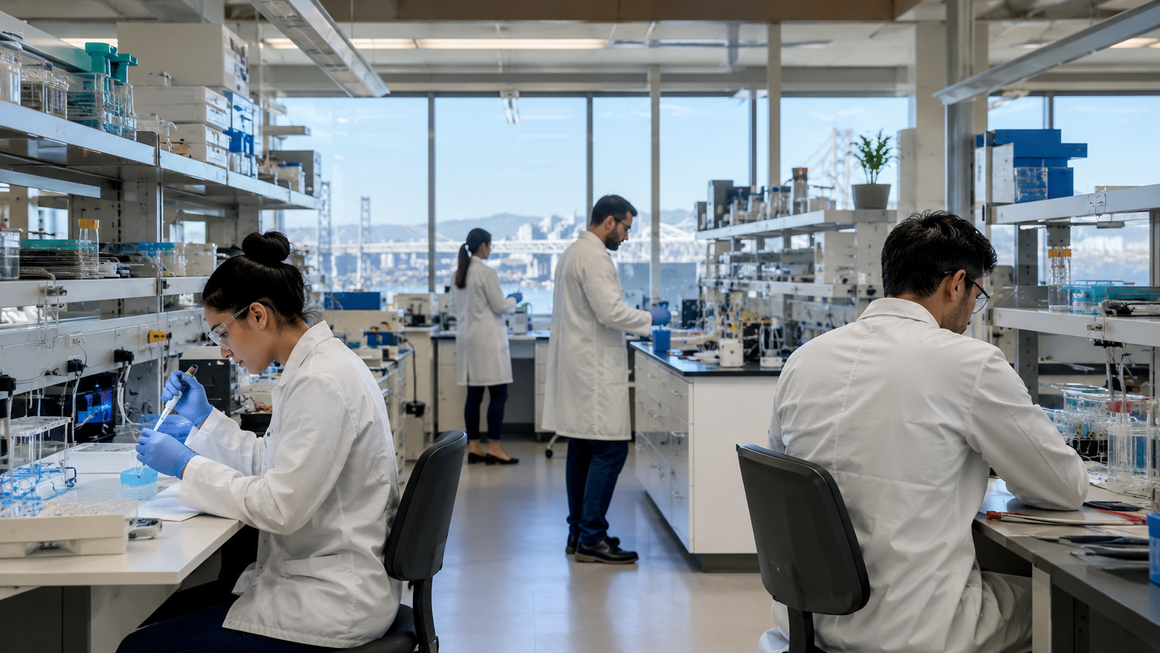 Scientists Working in Wet Lab Space